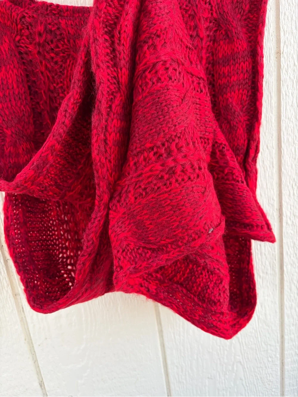 Unisex Large warm knitted long winter scarf Red